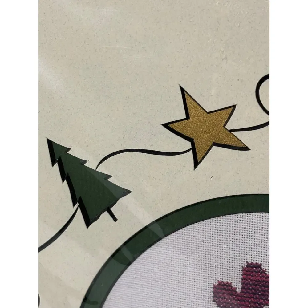 Hand Cut Mat w Cross Stitch Pattern 